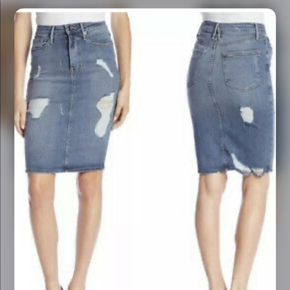 Good American High Waist Distressed Skirt